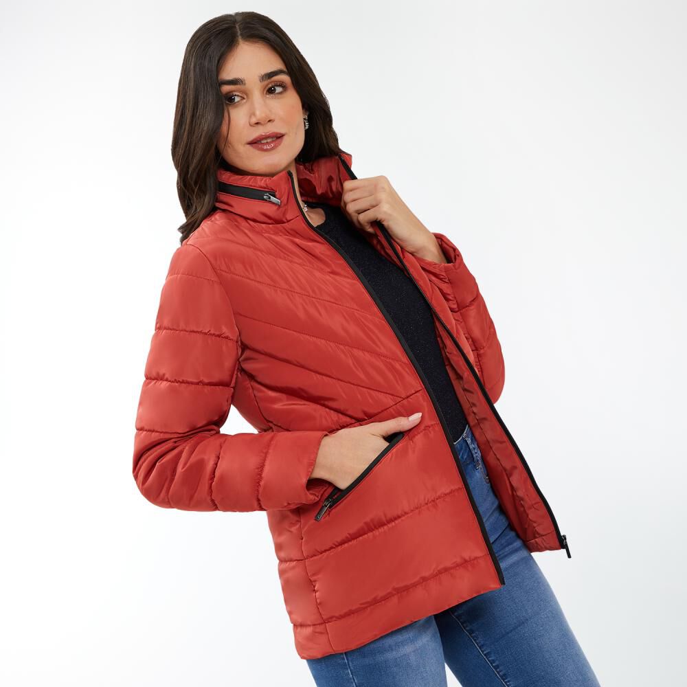 Parka Espiga Regular Cuello Alto Gorro Oculto Mujer Kimera image number 2.0