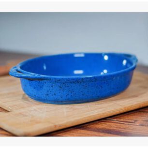 Fuente Ceramica P/horno Ovalada Azul