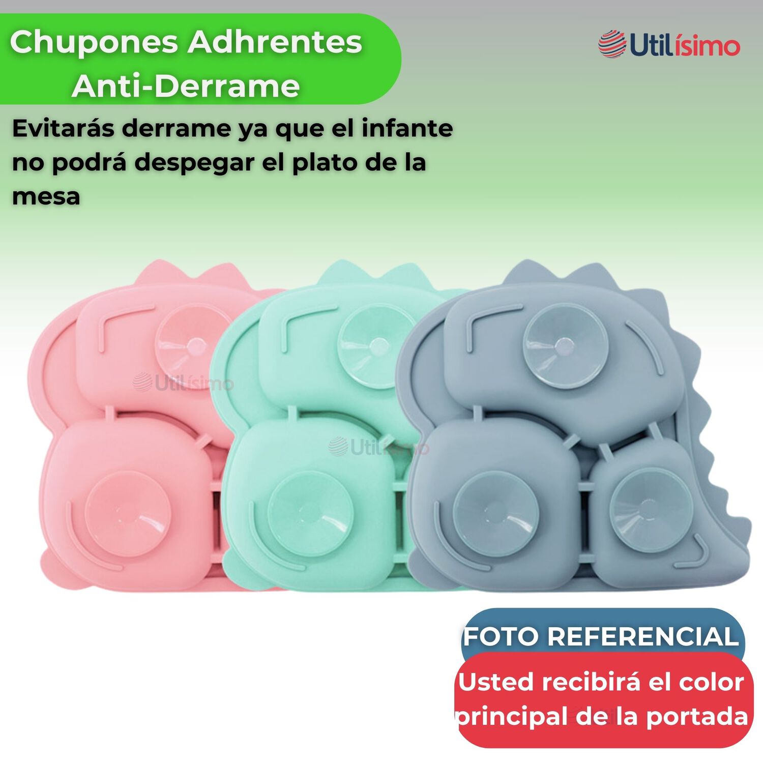 Set Alimentaci&oacute;n Silicona Beb&eacute; 5 Piezas Dinosaurio Libre Bpa Color Verde image number 3.0