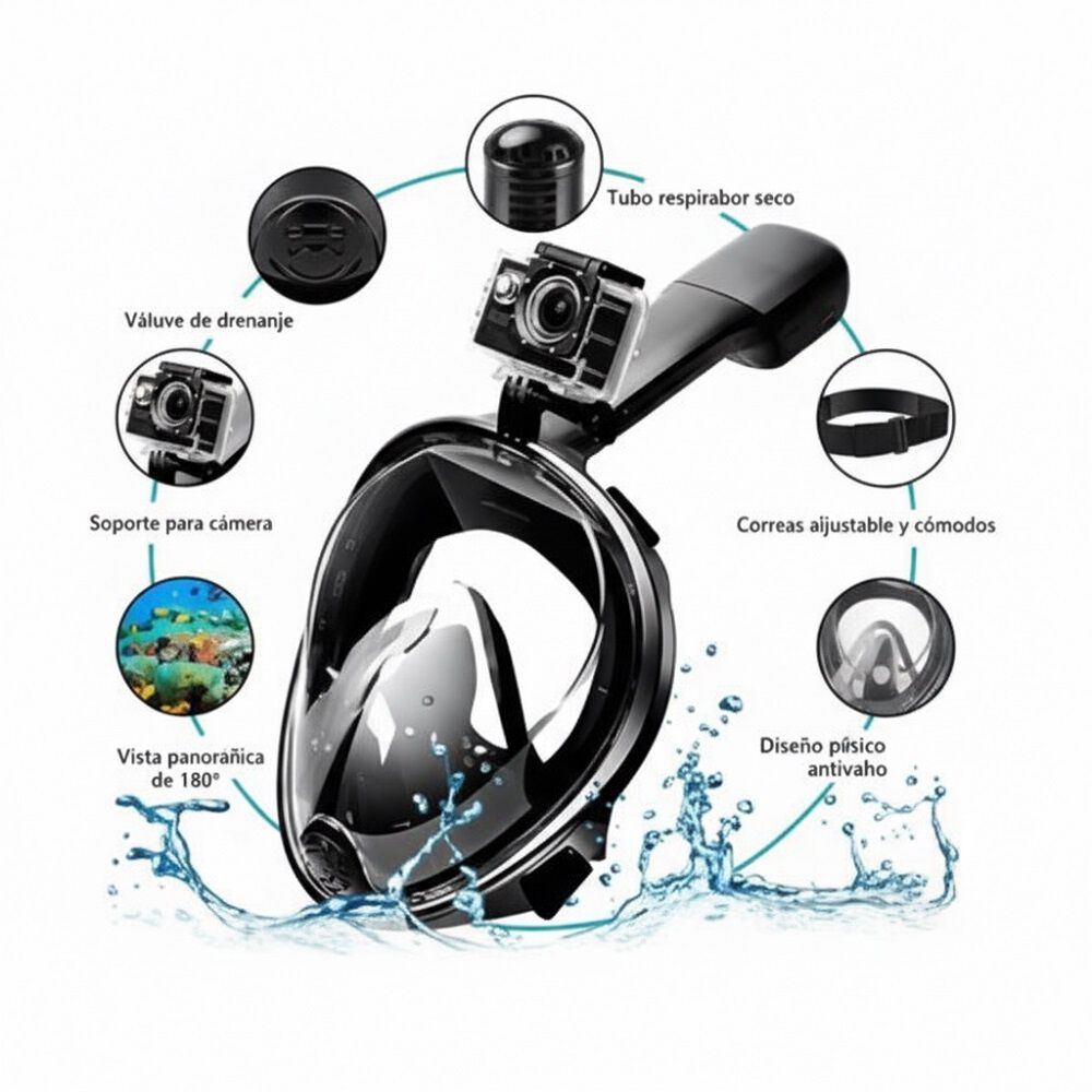 Mascara Snorkel Mascara Buceo Snorkel Fullface Go Pro image number 6.0