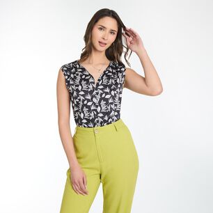 Blusa Regular Sin Mangas Con Vuelos Cuello Redondo Mujer Kimera