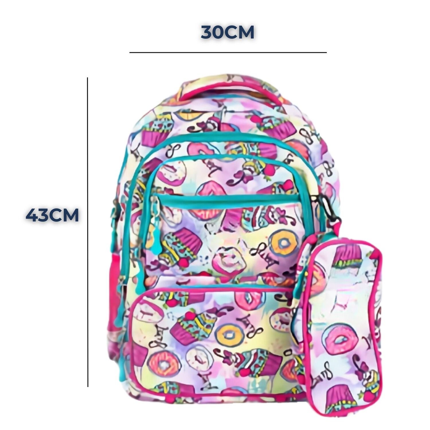 Pack Mochila Lonchera Estuche 45cm Juvenil Escolar Donuts image number 1.0