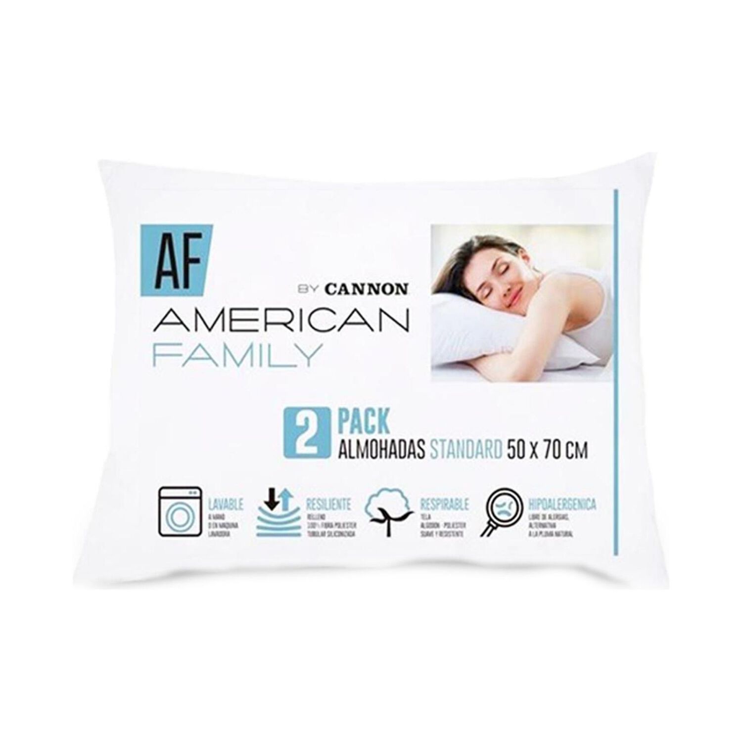 Pack 2 Almohadas Memoria Cannon Flex Hipoalerg&eacute;nica 50 X 70 Cm image number 3.0