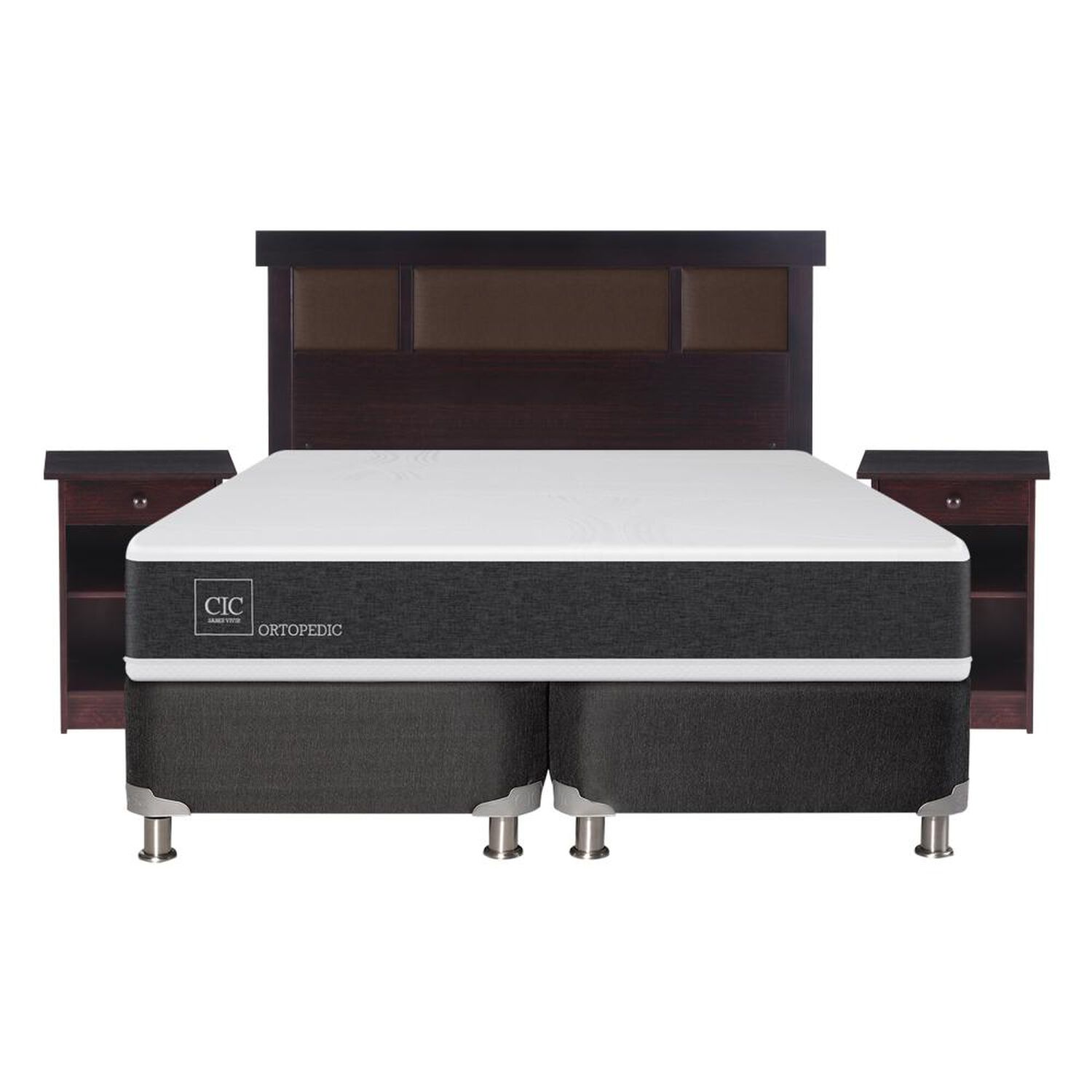 Box Spring Cic Ortopedic / 2 Plazas / Base Dividida + Set De Maderas image number 0.0