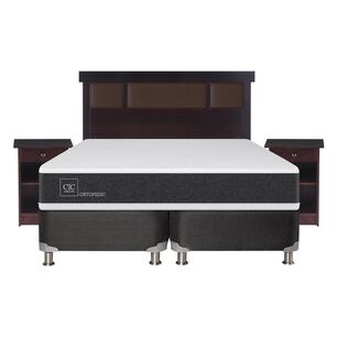 Box Spring Cic Ortopedic / 2 Plazas / Base Dividida + Set De Maderas