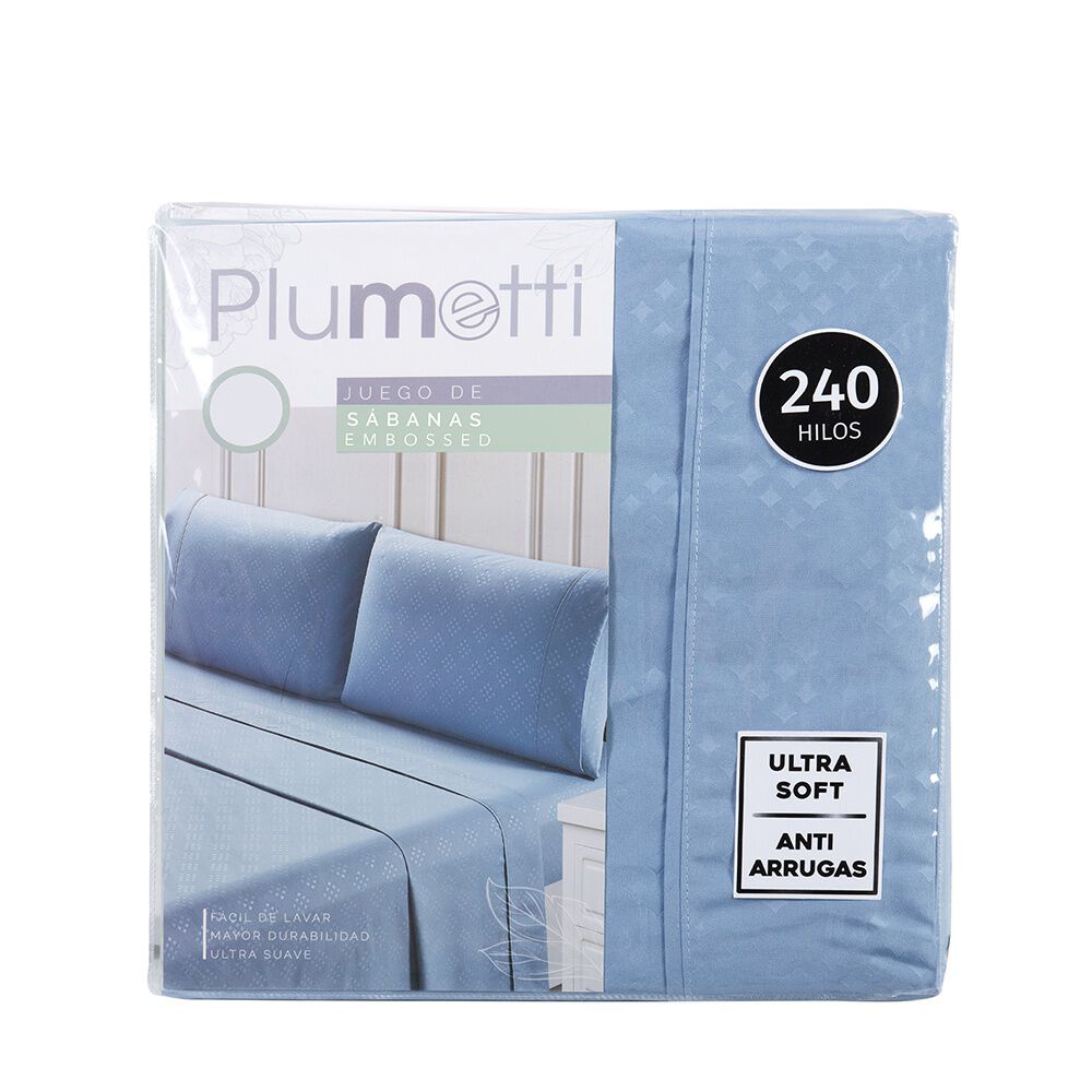 Sabana Estampada Plumetti Embossed 1.5 P Azul image number 3.0