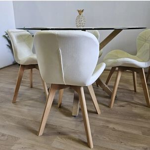 Comedor Warwick 100cm + 4 Sillas Mariposa Wood Blanco