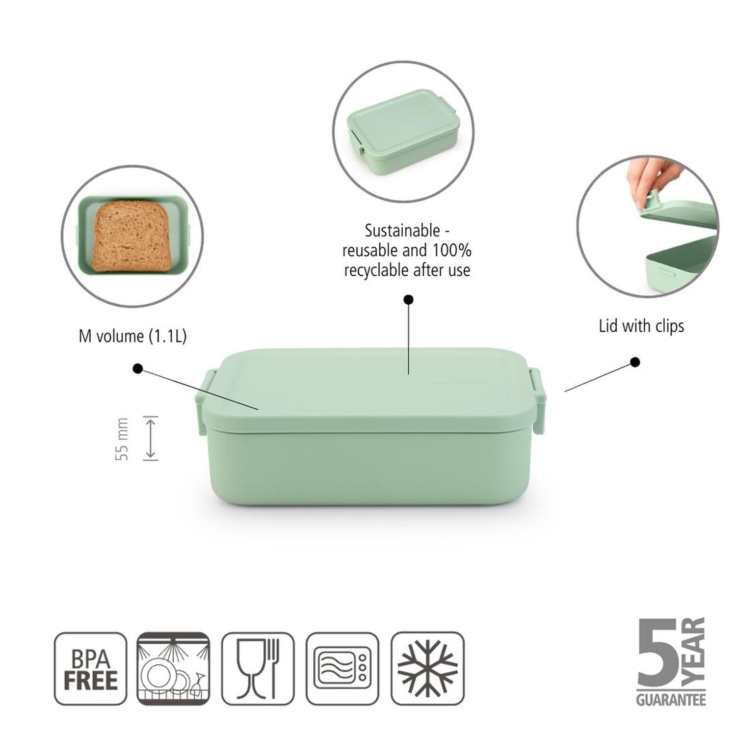 Contenedor Para Almuerzo Make & Take Mediano Jade Green image number 5.0