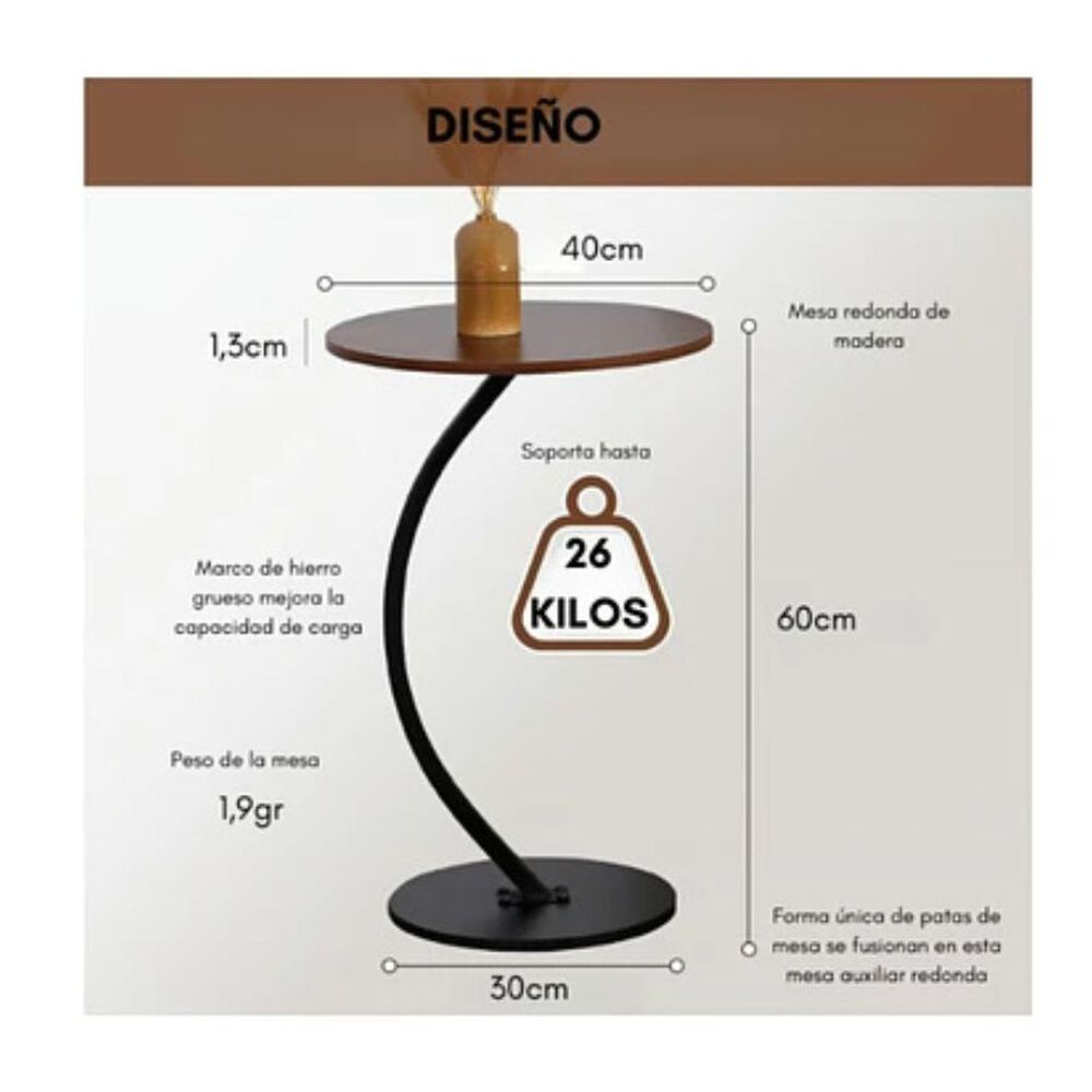 Mesa Auxiliar Forma C Sala De Estar Mesa Sofa Cama Recamara image number 4.0