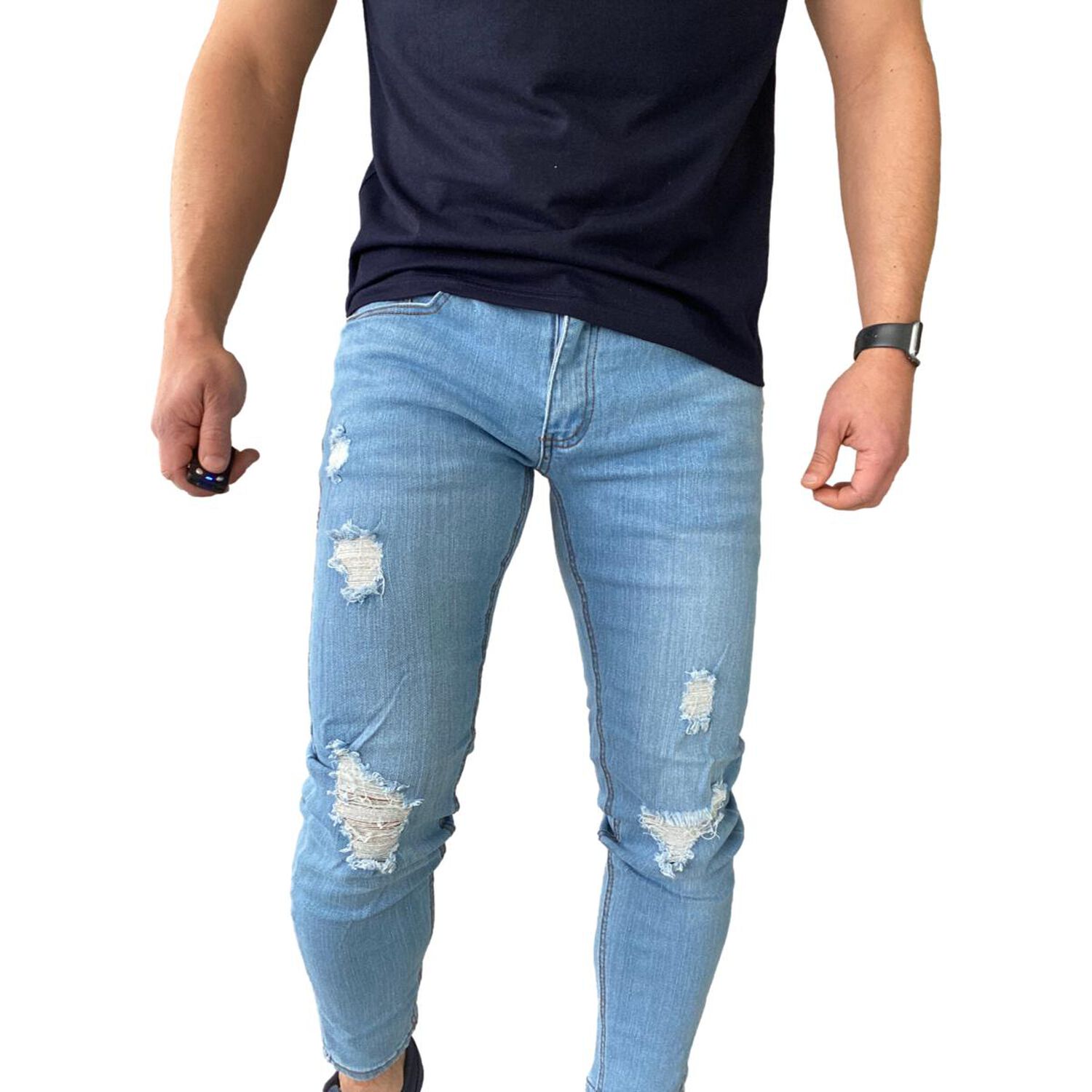 Jeans Rasgados Super Slim Fit Ankle Fit Celeste 14781 image number 1.0