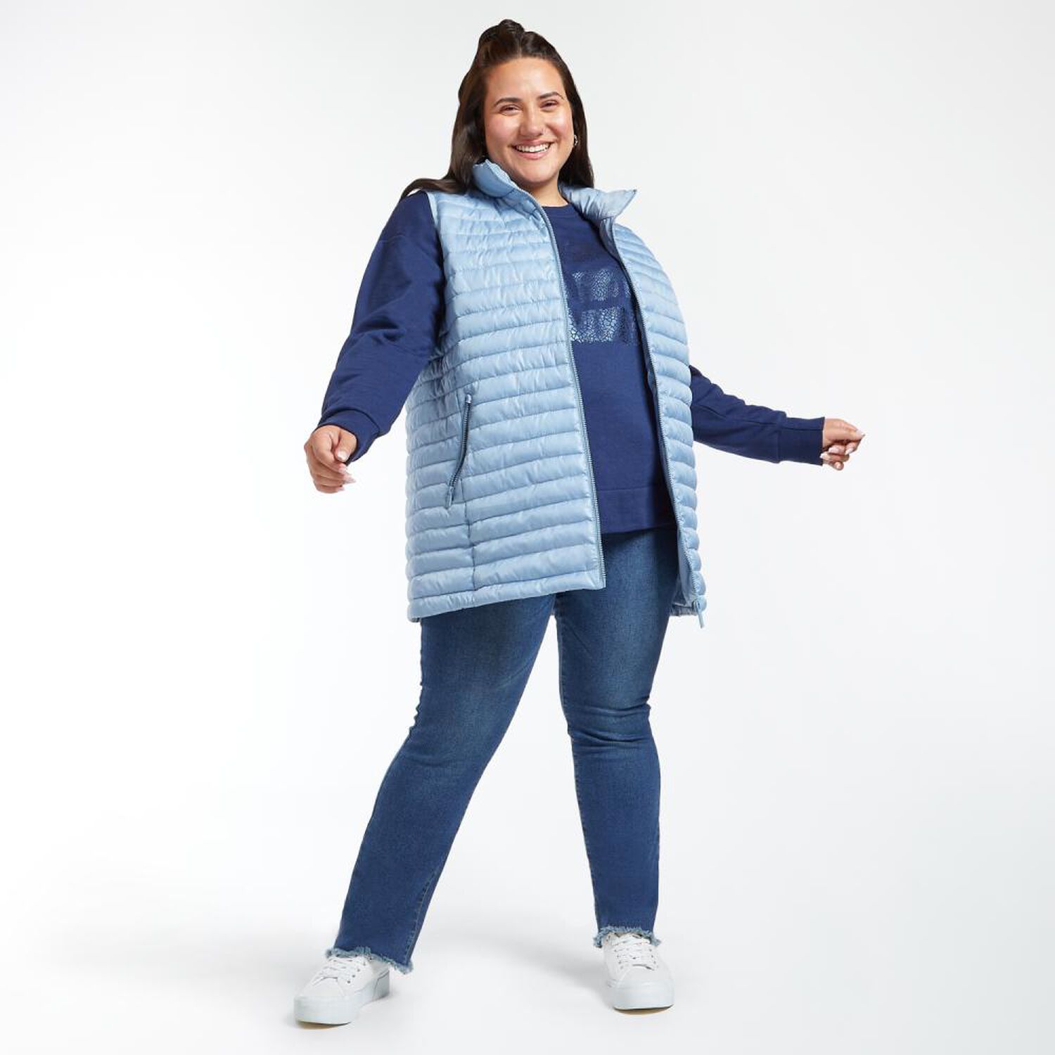 Parka Talla Grande Regular Sin Mangas Cuello Alto Mujer Sexy Large image number 1.0