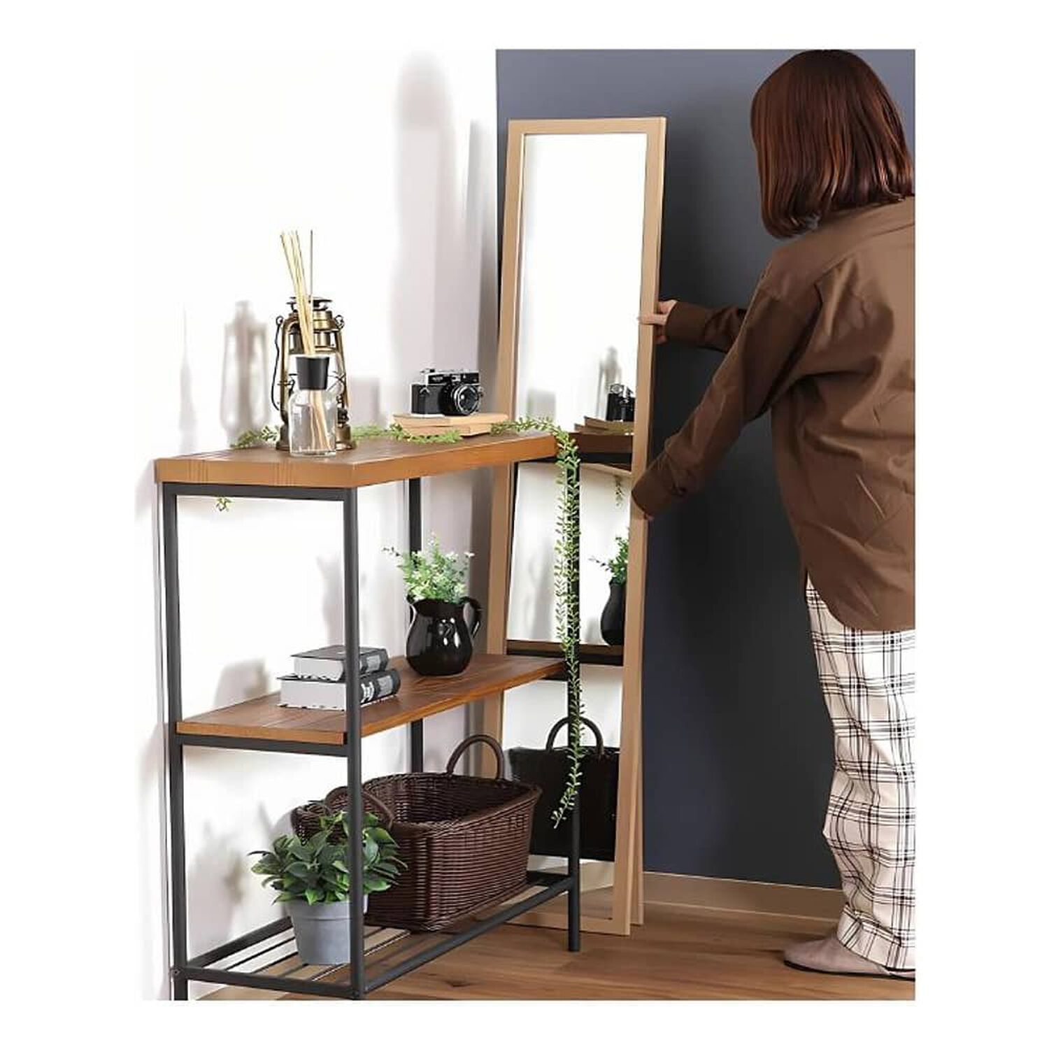 Espejo Cuerpo Entero 150x40cm Base Plegable Estilo Japones image number 3.0