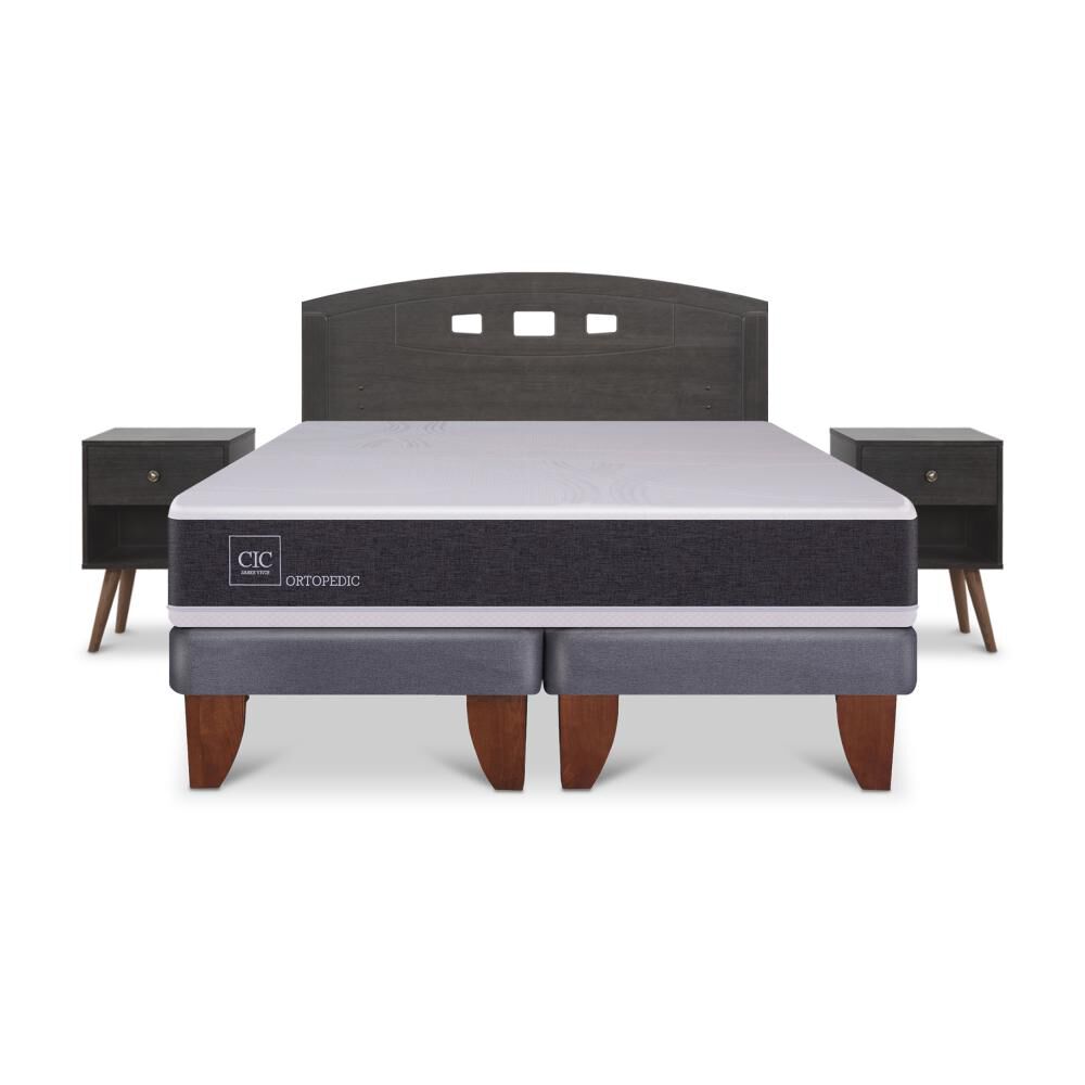 Cama Europea Cic Ortopedic / 2 Plazas / Base Dividida + Set De Maderas image number 0.0