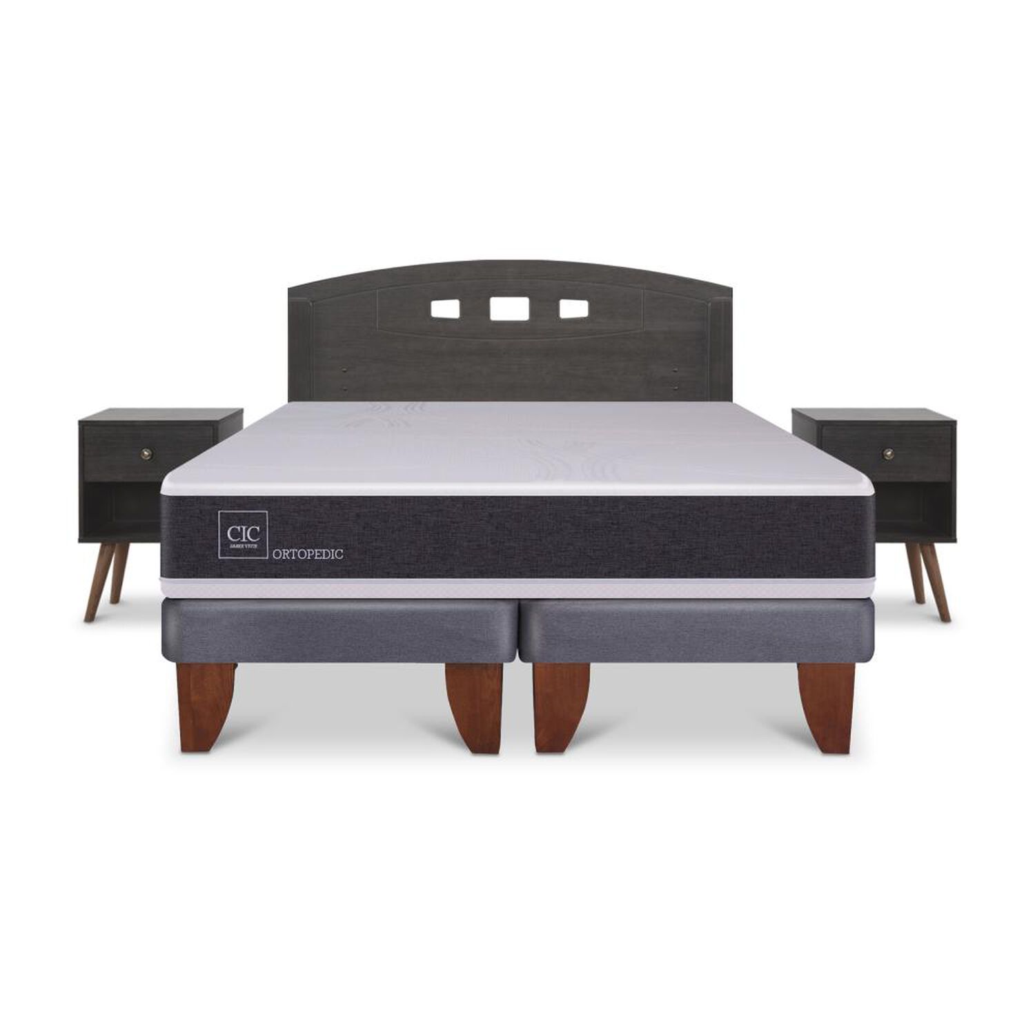 Cama Europea Cic Ortopedic / 2 Plazas / Base Dividida + Set De Maderas image number 0.0