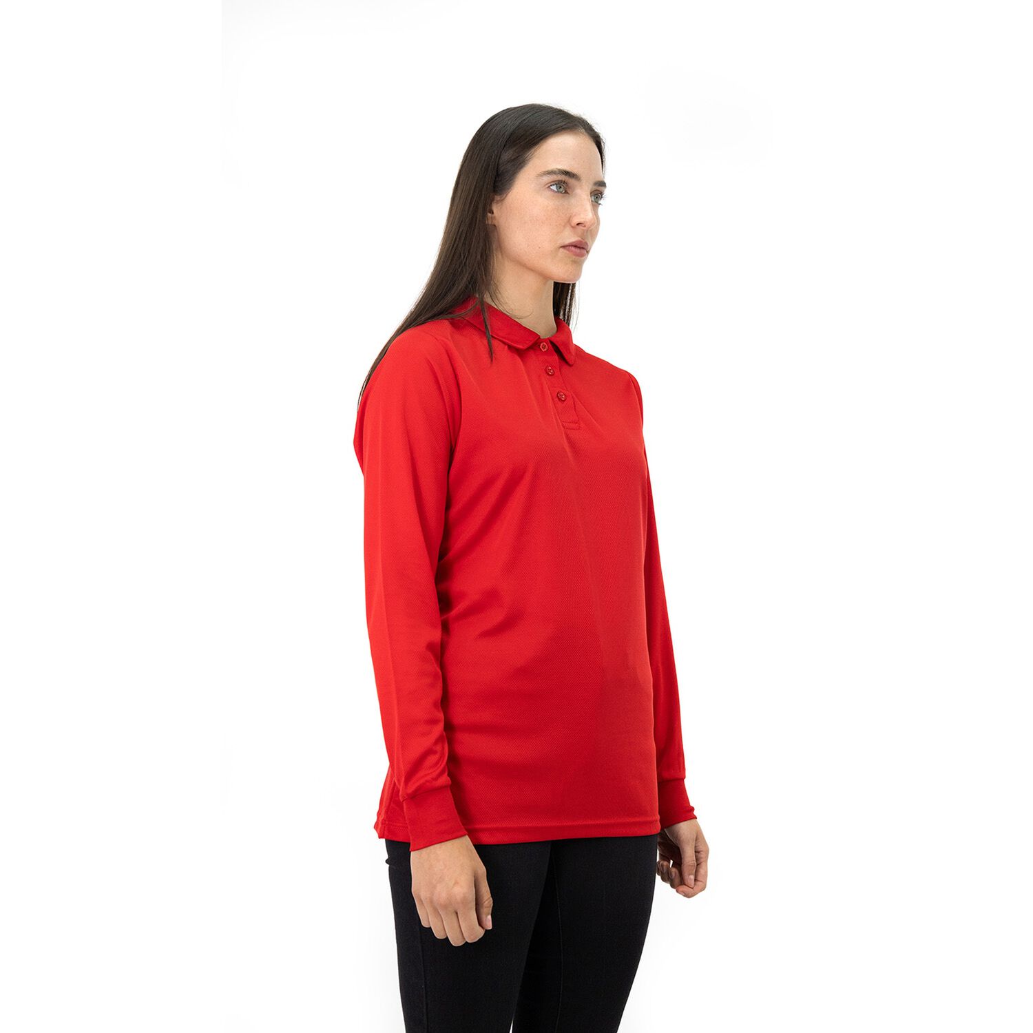 Polera Cooldry Quebec Manga Larga Rojo Mujer image number 1.0