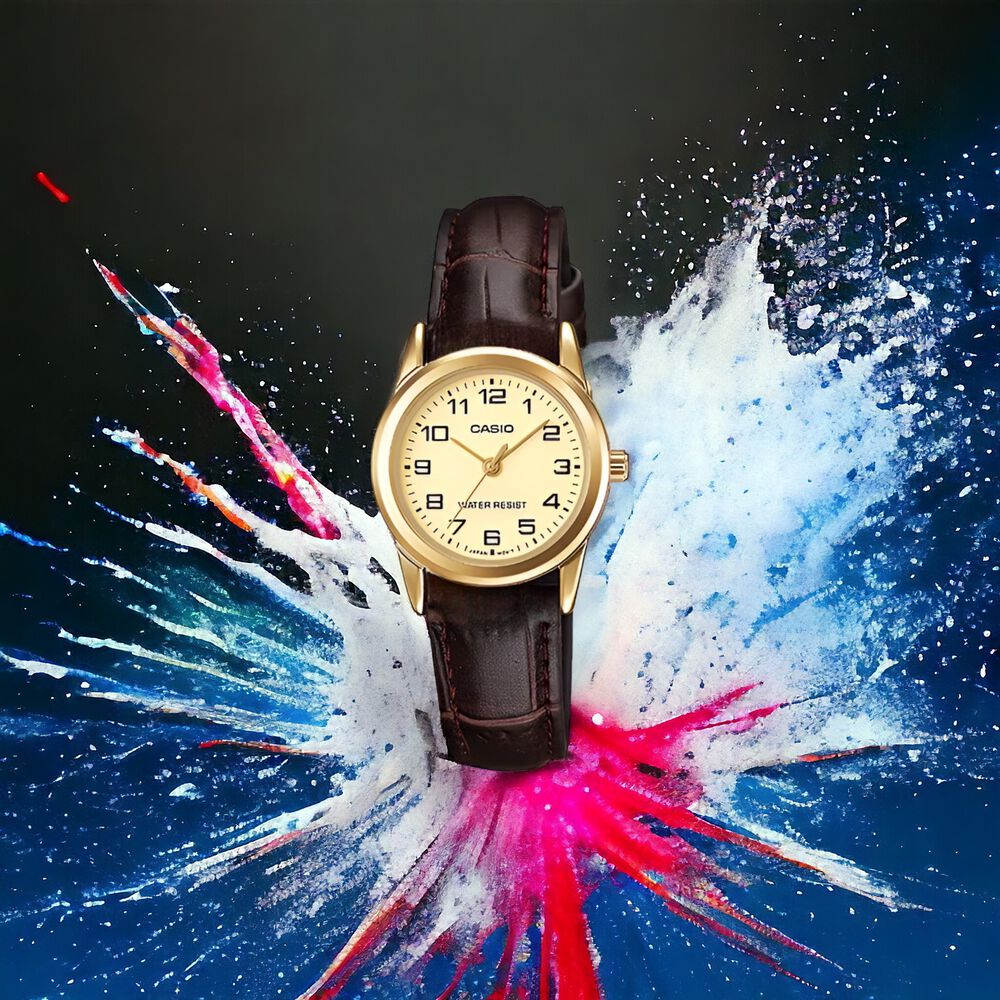 Reloj Casio De Mujer Cuero Ltp-v001gl-9budf Golden Edition image number 5.0