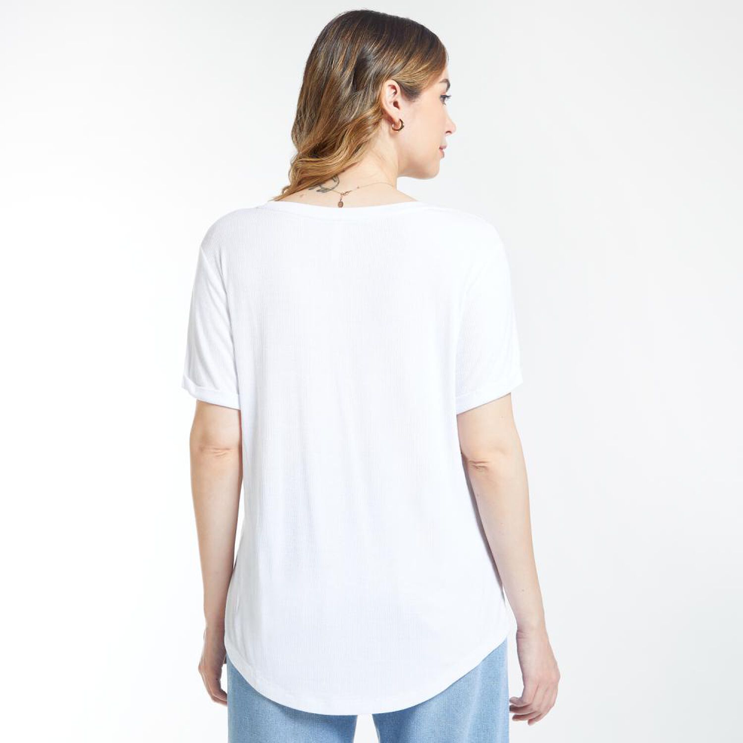 Polera Lisa Rib Manga Corta Cuello Redondo Mujer Geeps image number 3.0