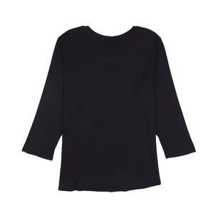 Polera Lisa Con Bolsillos Delanteros Manga 3/4 Cuello Redondo Mujer Geeps