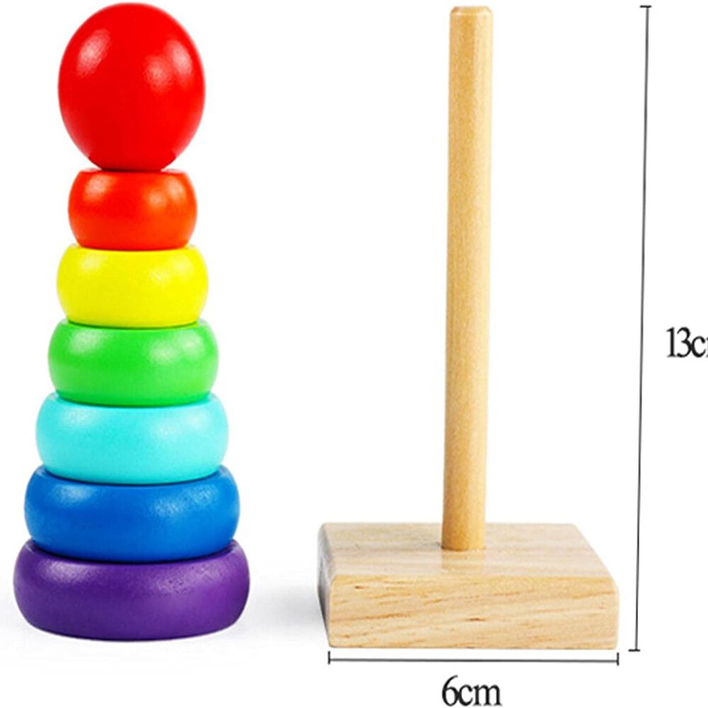 Torre Encaje Montessori Madera Arco Iris Toy Para Niños image number 4.0