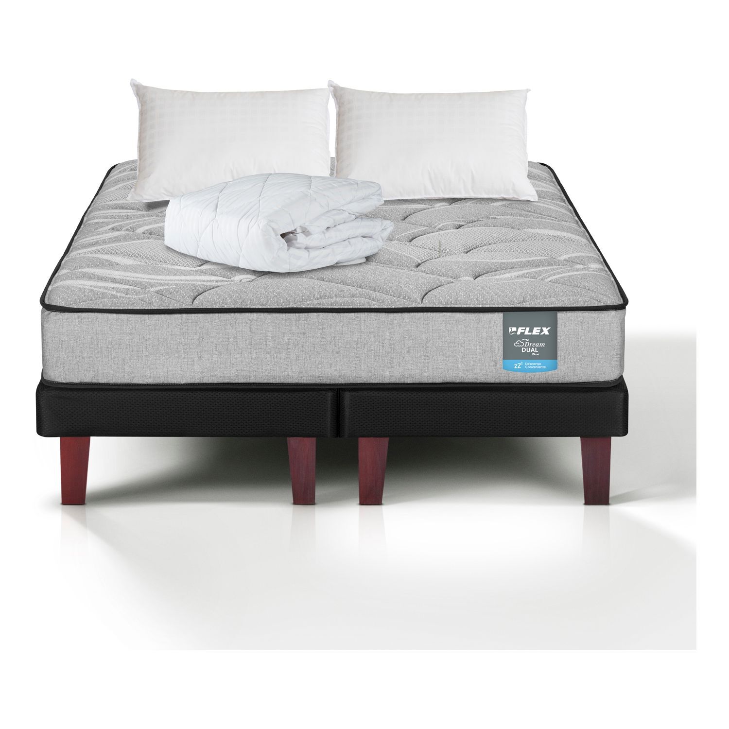 Cama Europea Flex Dream Dual / 2 Plazas + Almohadas + Cubrecolch&oacute;n image number 0.0