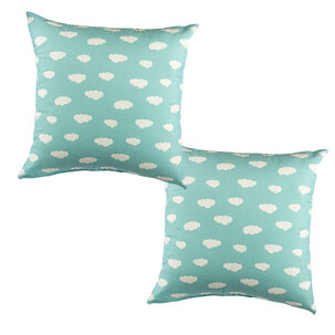 Set 2 Cojines Lona Española Nube 50x50turquesa