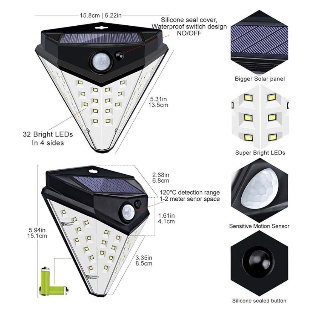 Foco Solar Lampara Led Sensor De Movimiento De Pared T-1622 image number 3.0