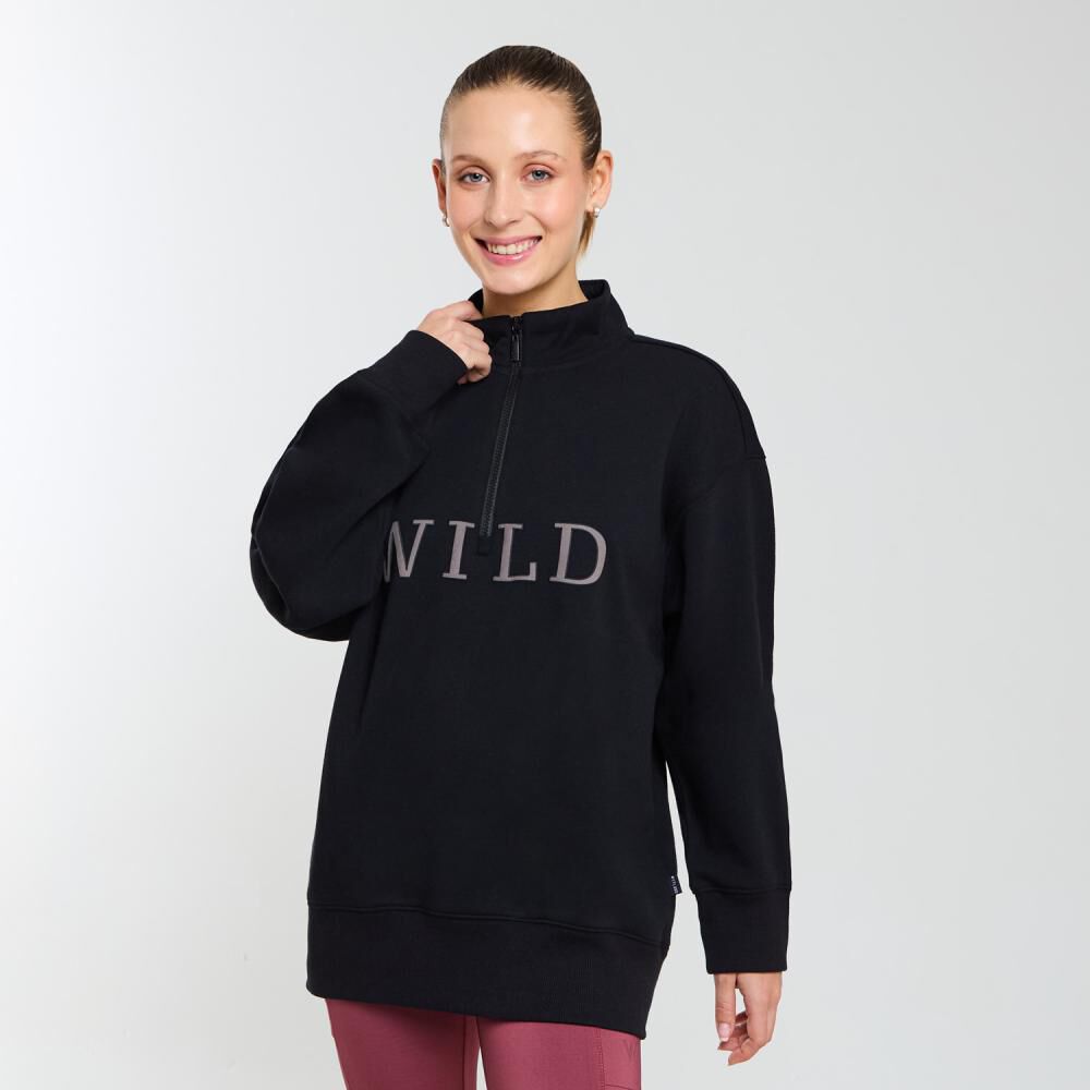 Polerón Deportivo Cuello Alto Medio Cierre Mujer Wetland image number 2.0