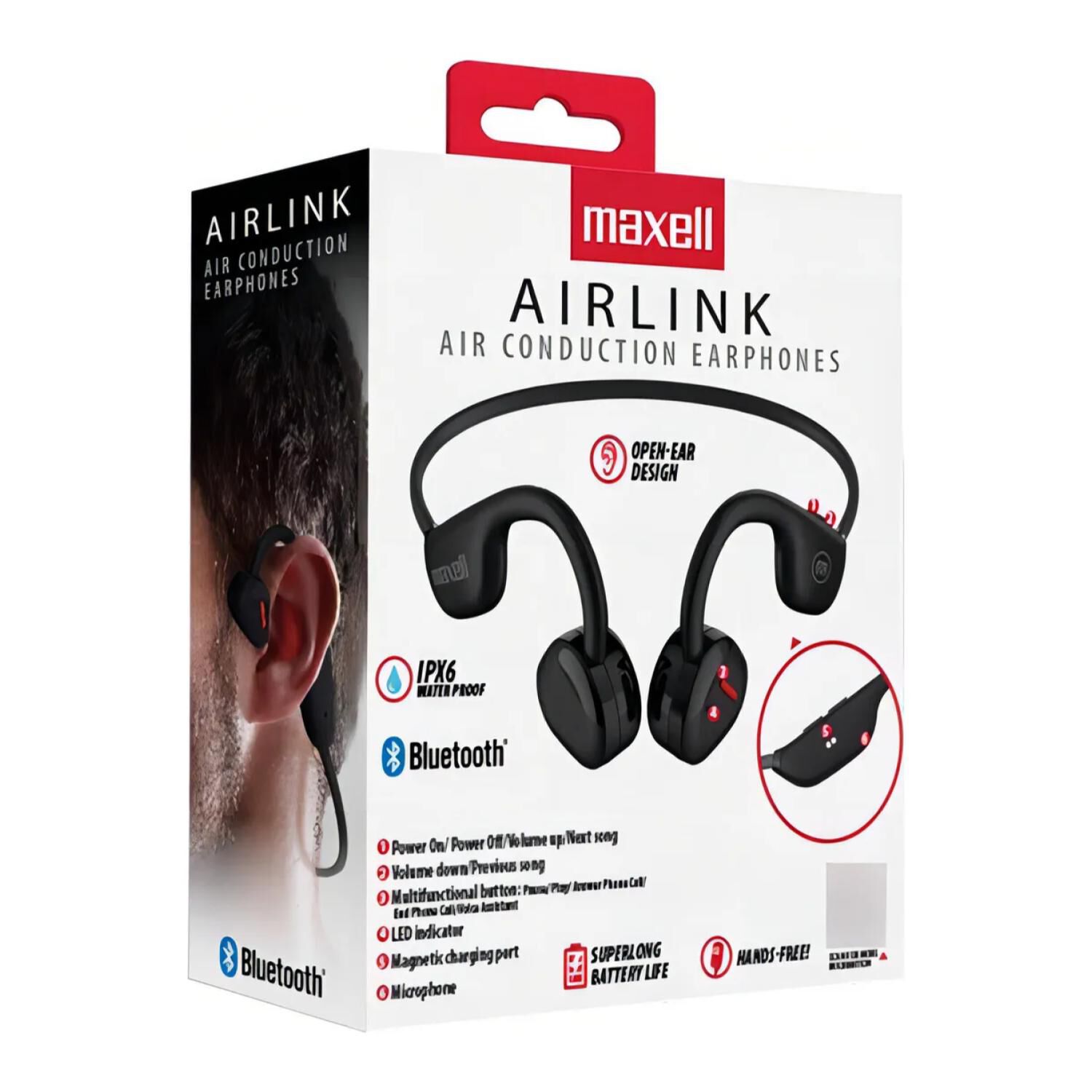 Audifonos Bluetooth Inear Deportivos Negro Airlink Maxell image number 2.0