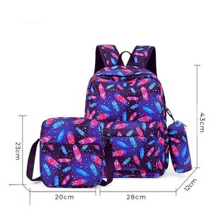 Pack Mochila Lonchera Estuche 43cm Juvenil Y Escolar Magic Feathers
