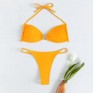 Traje Baño Bikini Halter Vinculado Con Aro Traje Baño Bikini Halter Vinculado Con Aro