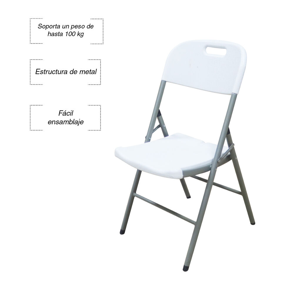 Silla Plegable Portátil Blanca image number 3.0