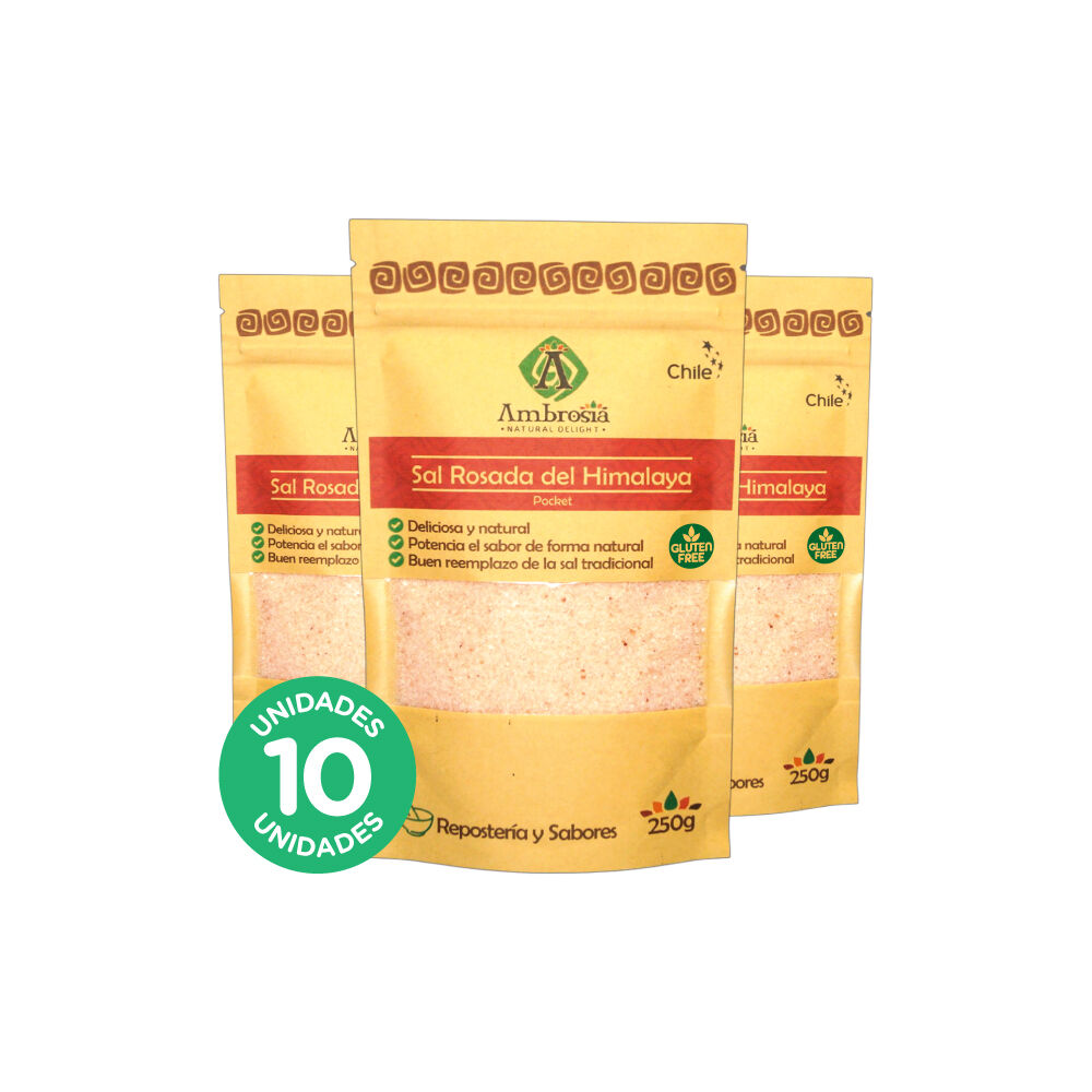 Pack 10, Sal Rosada Del Himalaya Pocket Libre De Gluten Y Vegana 250gr image number 0.0
