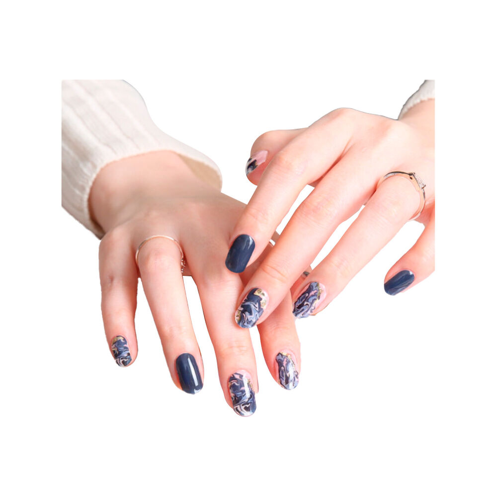 Uñas Sticker Efecto Gel Tiolla Navy Marble image number 1.0