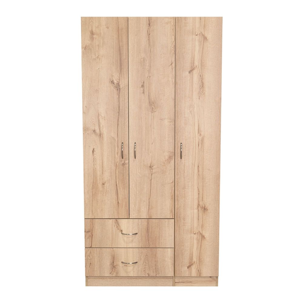 Closet 3 Puertas 2 Cajones Caf&eacute; Claro Y Blanco 180x90x47 Cm image number 3.0