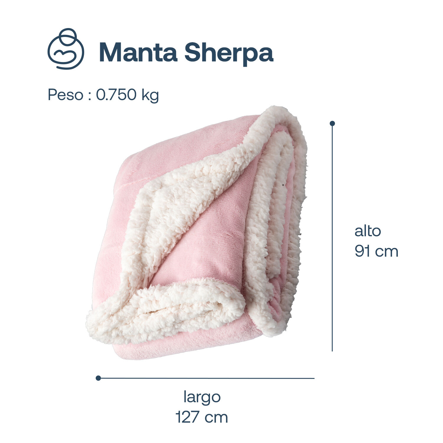 Manta Sherpa Bebe Hipoalerg&eacute;nica 91*127 Cm Rosa Bebesit image number 6.0