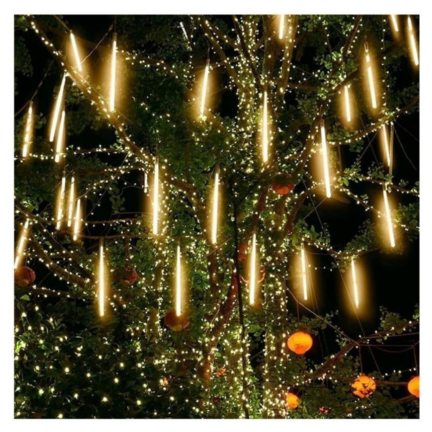Luces Led Lluvia De Meteoros Navidad Cascada Tubos Calido image number 4.0