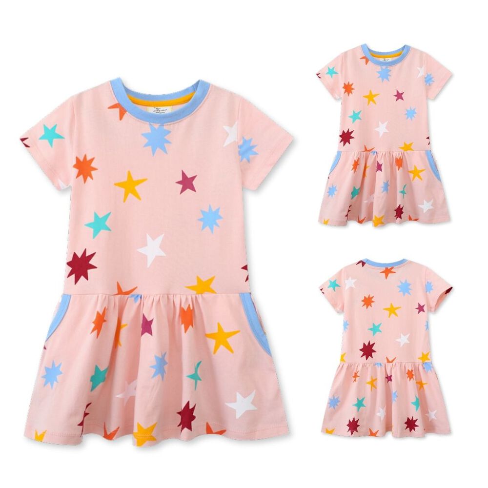 Vestido Manga Corta Ni&ntilde;a Estampado Naranja Pastel 2 A 7 A&ntilde;os image number 4.0