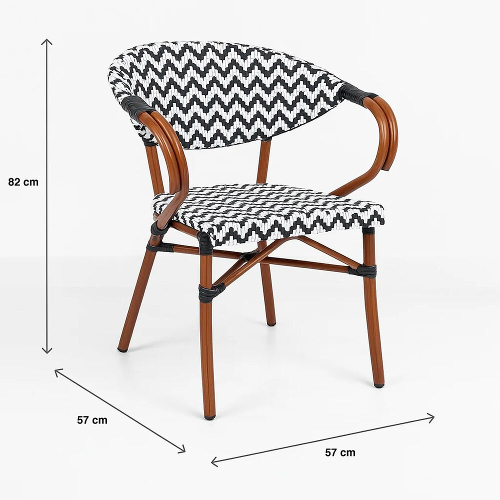 Silla Bistro Parisina Rattan Con Reposabrazos - Blanca Con Negro image number 3.0