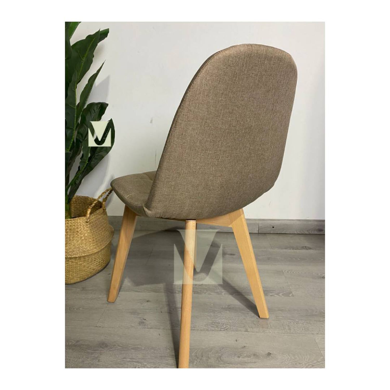 Pack 4 Silla Capiton&eacute; Lino N&oacute;rdica Con Patas De Madera Haya image number 2.0