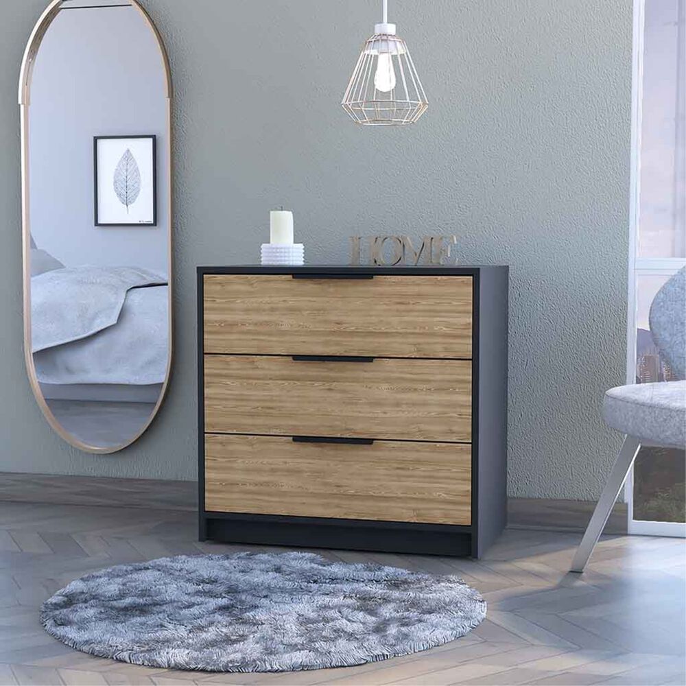 Comoda 3 Cajones Fm-001n - Negro / Cafe Claro image number 4.0