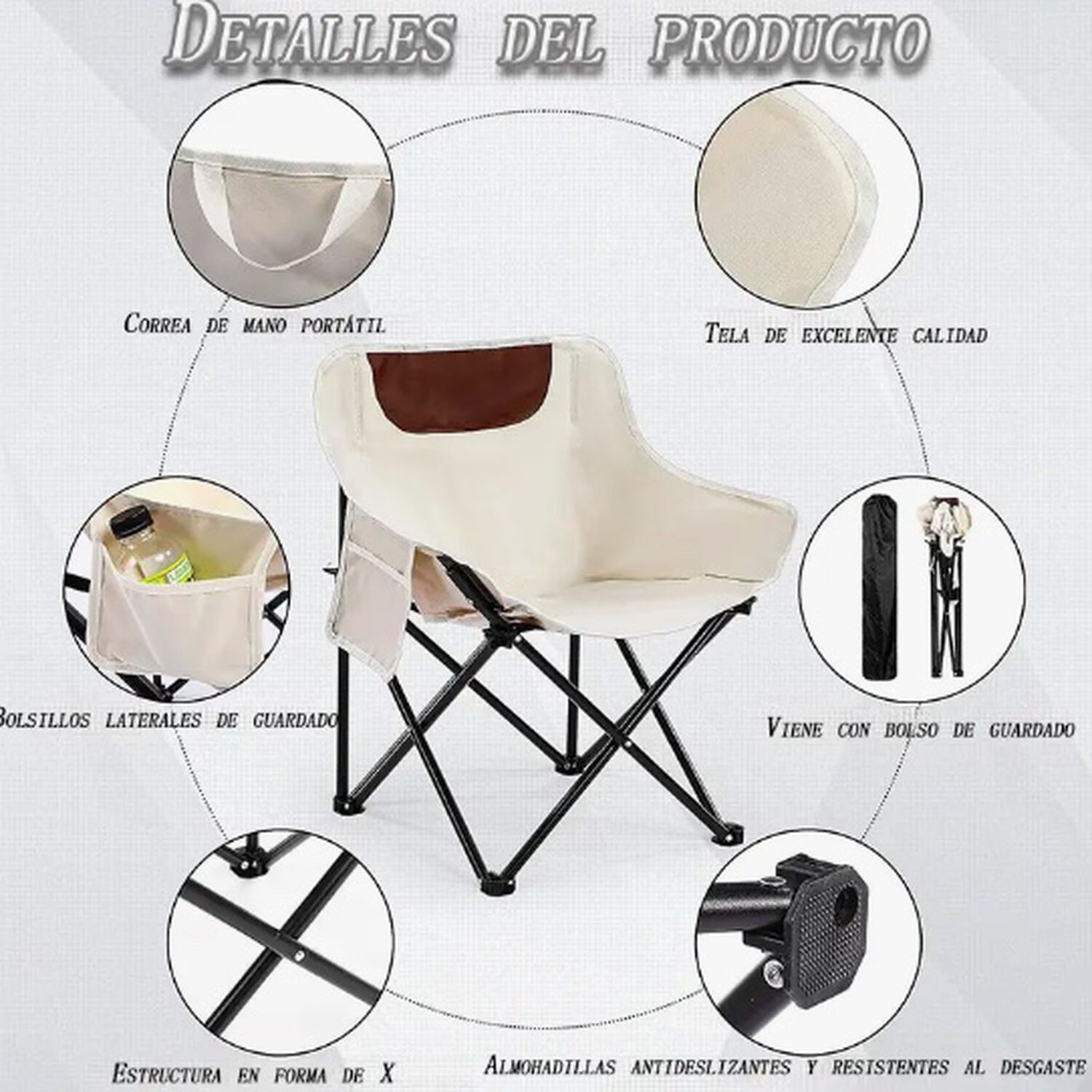 Silla Plegable Camping Beige image number 2.0