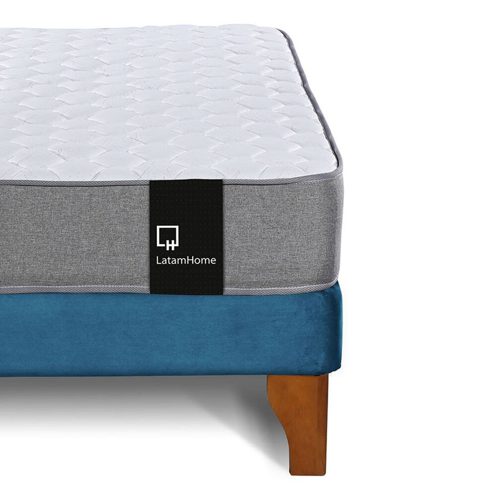 Cama Europea Zen Best Tela Velvet Azul 2 Plazas + Respaldo image number 5.0