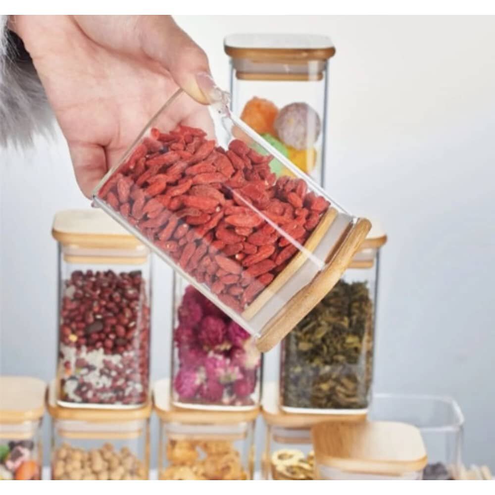Pack 4 Frasco 500ml Para Condimentos Especias Tapa De Bambu image number 2.0