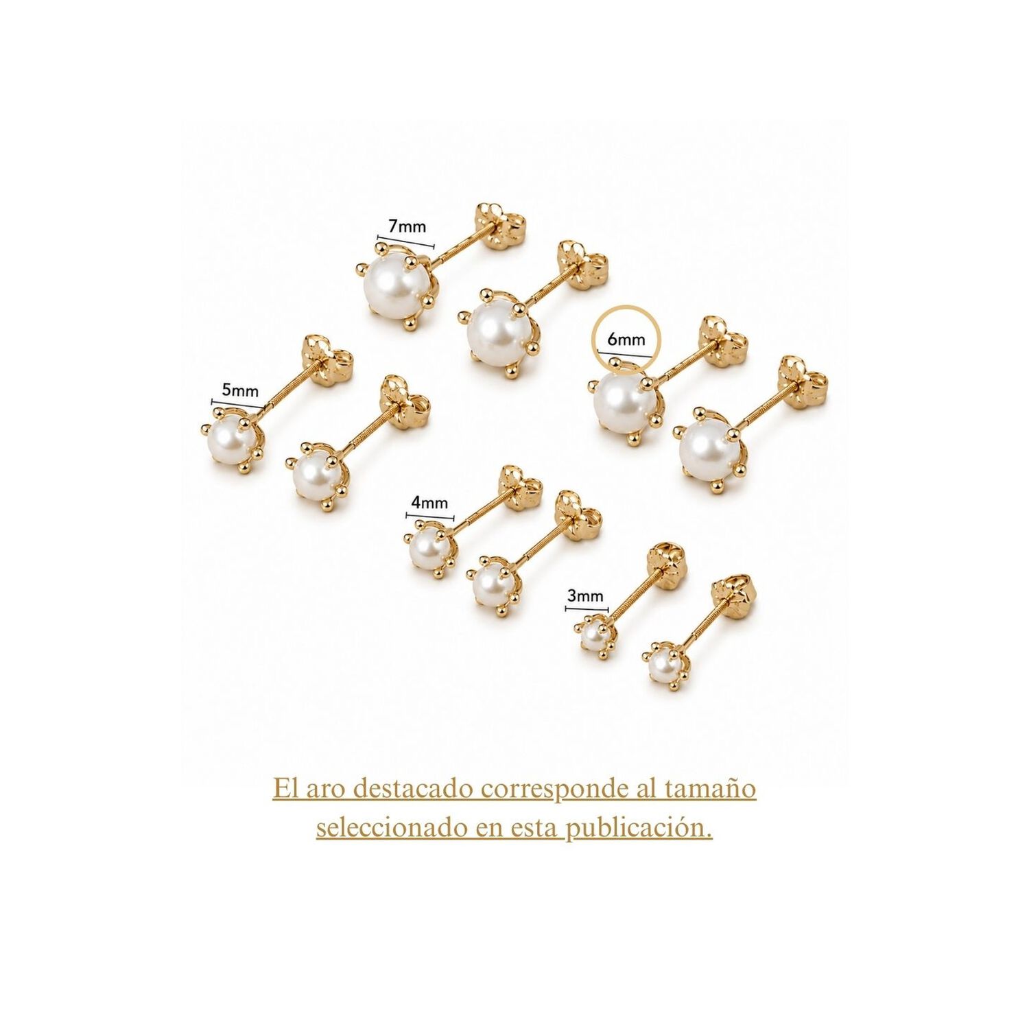 Aros Perla Cultivada Pistilo 6mm N4 Oro 18k 2.50gr Mujer Dorado image number 3.0