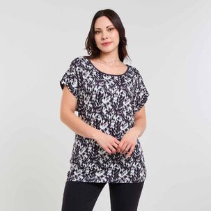 Polera Full Print Manga Corta Cuello Redondo Mujer Sexy Large