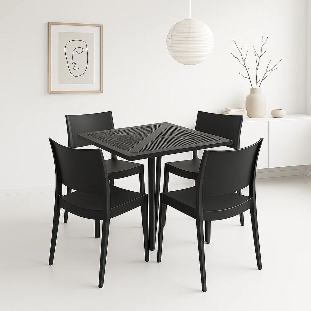 Mesa Restaurant 80x80 Polipropileno + 4 Sillas De Restaurante - Negra image number 1.0
