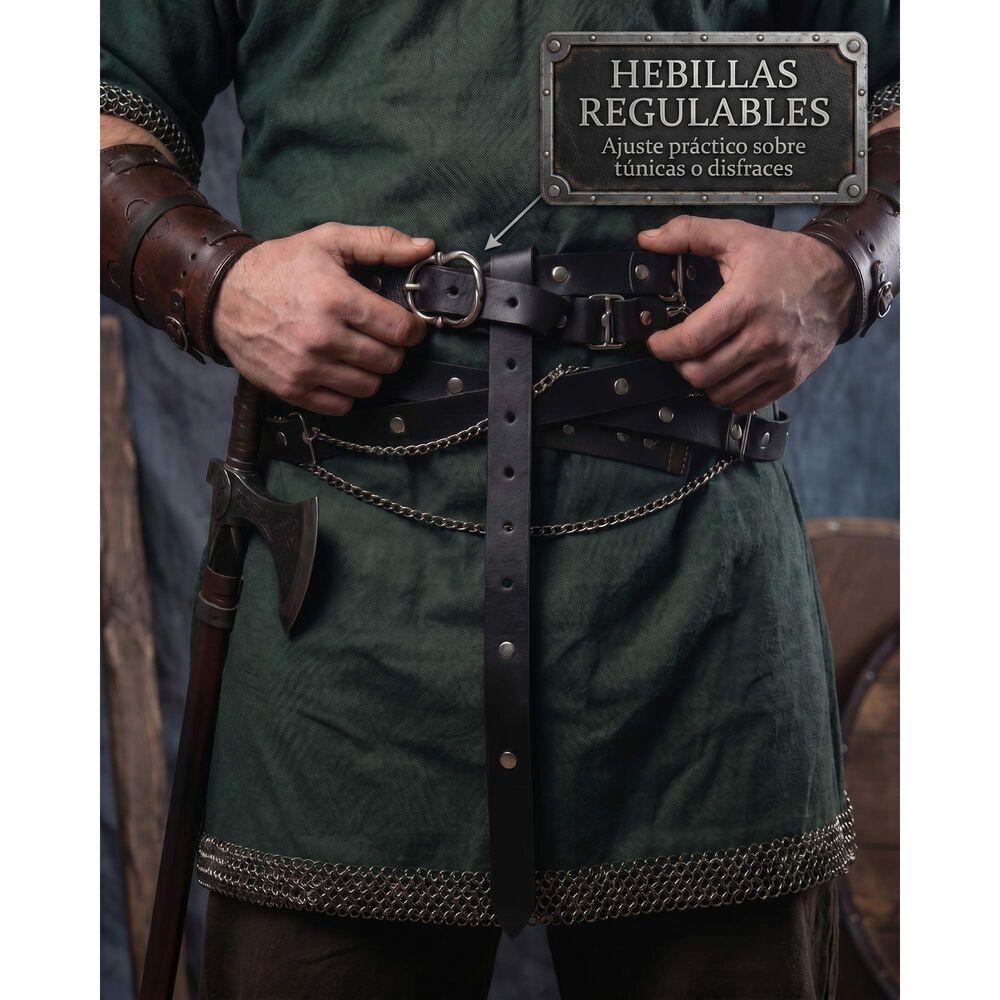 Cinturon Vikingo Medieval De Cuero Pu Accesorio Cosplay image number 25.0
