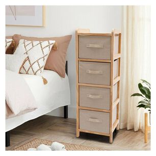 Cajonera Organizador Multiuso 4 Cajones Tela Madera