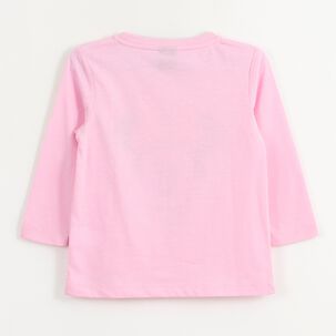 Polera Manga Larga Ni&ntilde;a Minnie Face Rosado Disney