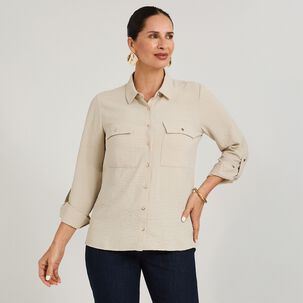 Blusa Manga Larga Cuello Camisero Mujer Lorenzo Di Pontti
